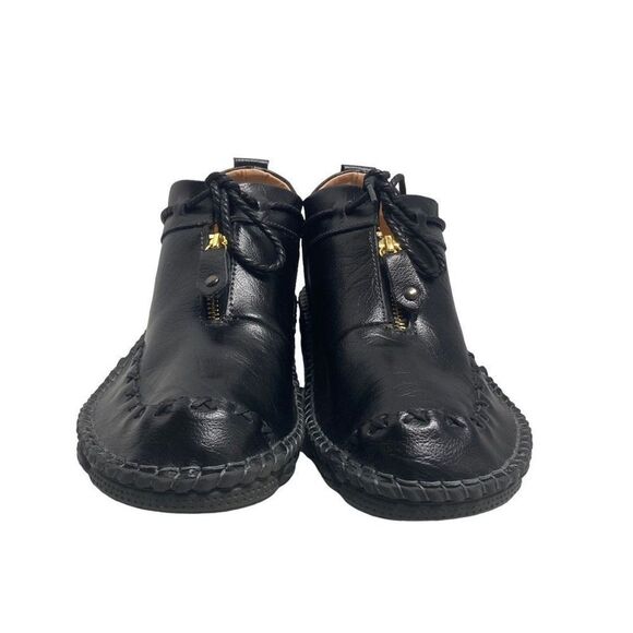 Menico Men’s Cran Leather Front Zip Stitching Lace Up Ankle Boots Black Size 8.5 - Picture 1 of 12